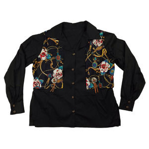 Vintage 80s Cowgirl Western Chain Floral Shirt w/ Vest Size M/L